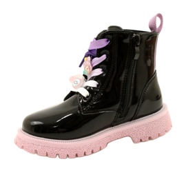 Botas lacadas com clipes decorativos Miss 23DZ23-6582 pretas preto 2