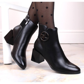 Botins femininos pretos com isolamento e salto alto decorativo, Potocki SZ12227 1