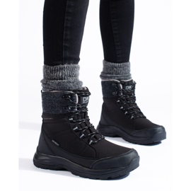 Botas de neve de mulher com atacadores DK preto e cinzento 1