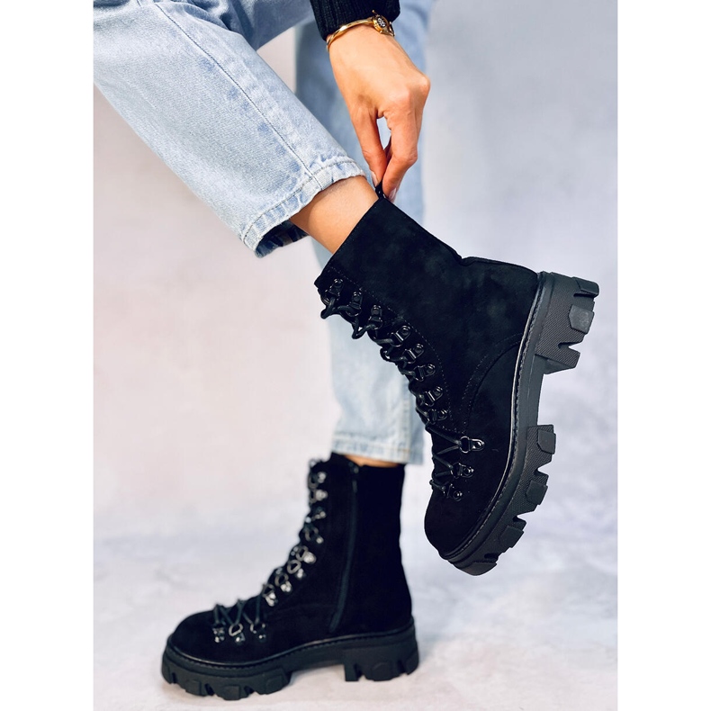Bota trabalhadora preta Conor com cadarço preto 2 Bota trabalhadora preta Conor com cadarço preto 2