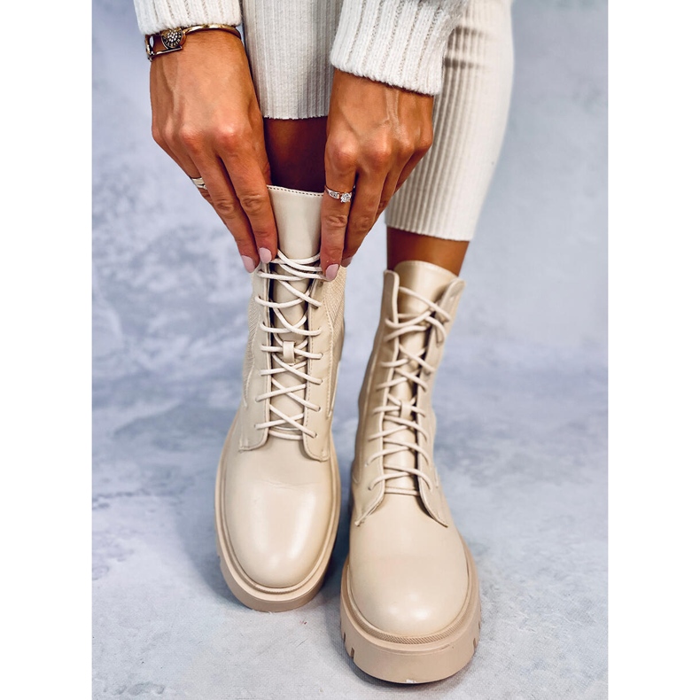 Botas com parte superior elástica Cass Beige bege 1