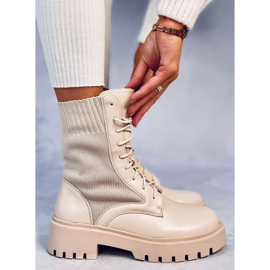 Botas com parte superior elástica Cass Beige bege 2