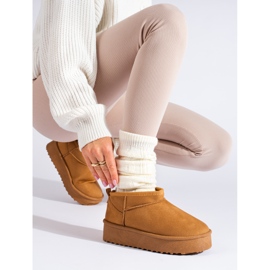 Botas de neve com plataforma curta Shelovet camel marrom 1