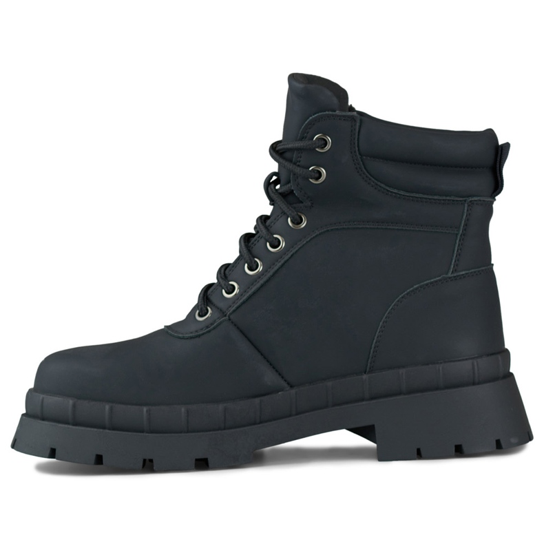Botas femininas negras com cadarços preto 2