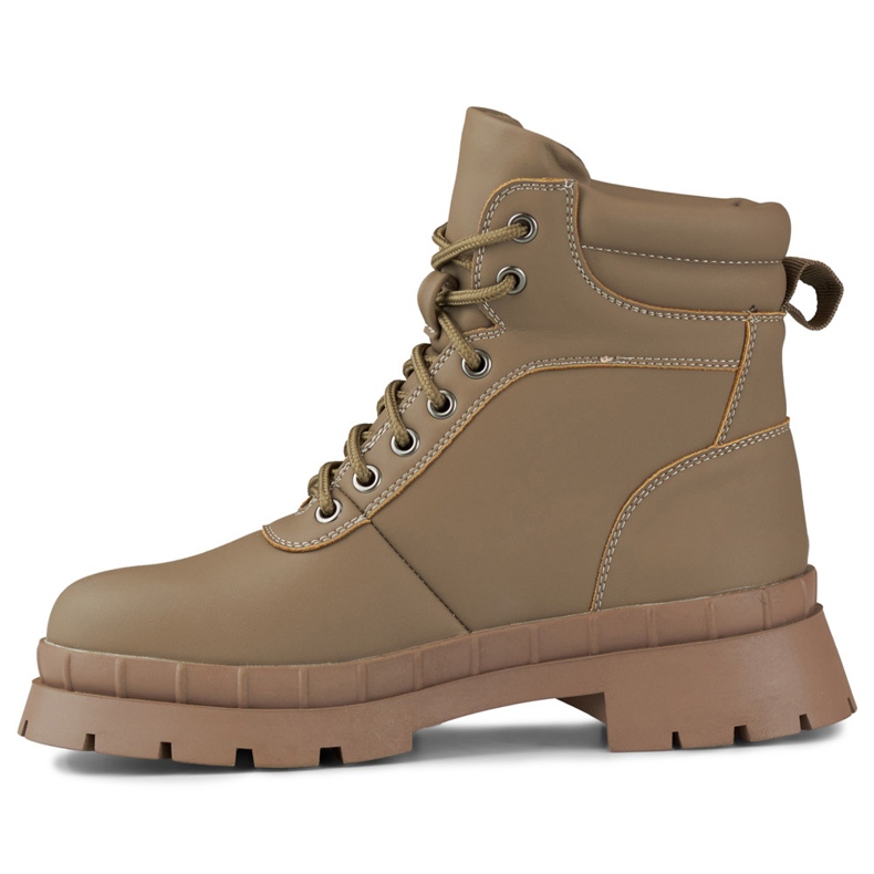 Botas femininas marrons com atacadores bege 2 Botas femininas marrons com atacadores bege 2