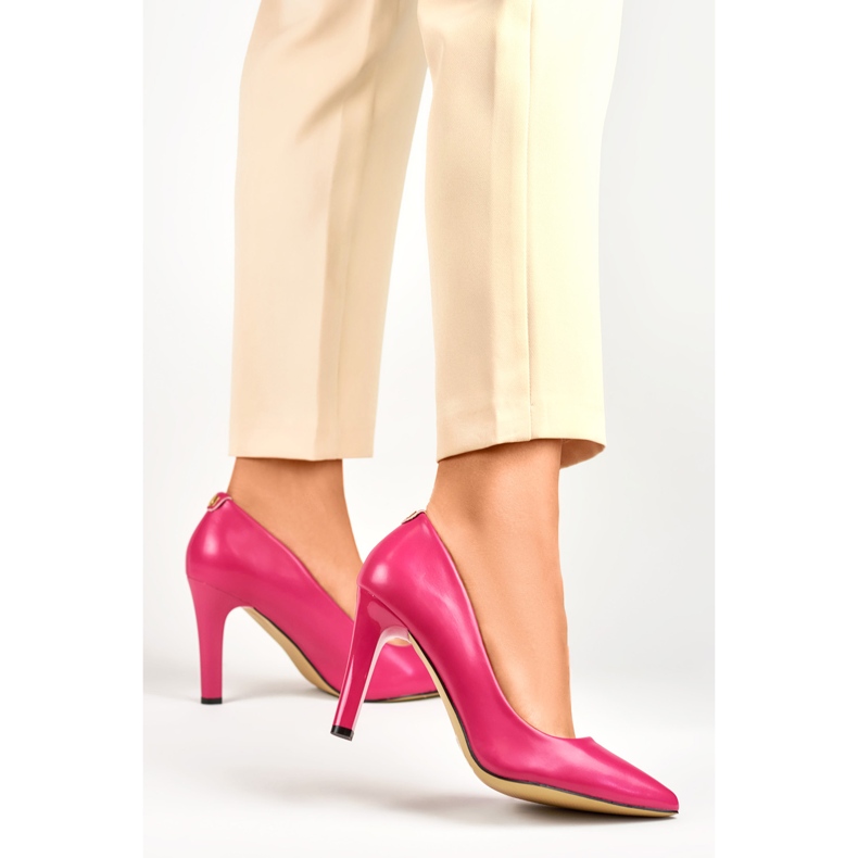 Sapatos rosa com salto agulha grosso 2 Sapatos rosa com salto agulha grosso 2