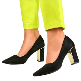 Sapatos femininos de camurça preta com salto alto confortável preto 1 Sapatos femininos de camurça preta com salto alto confortável preto 1