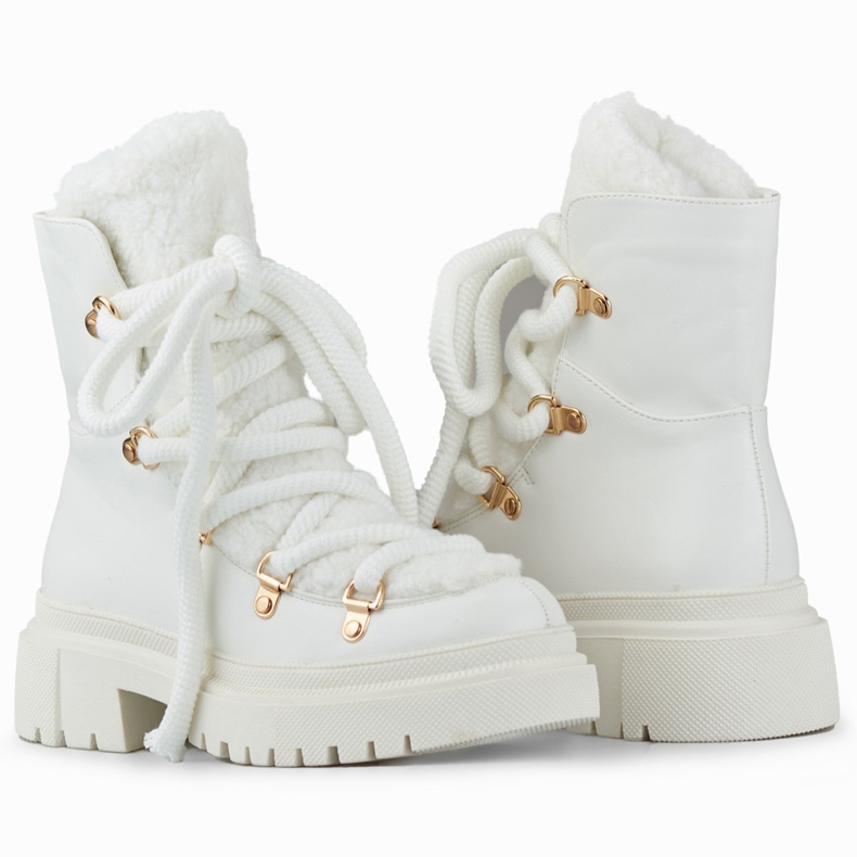 Botas femininas de pele branca para neve branco 1