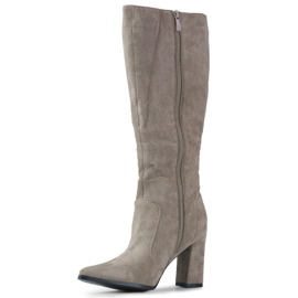 Botas femininas até o joelho bege 1