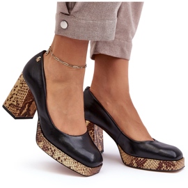 Bombas de couro feminino Laura Messi 2599 preto 4