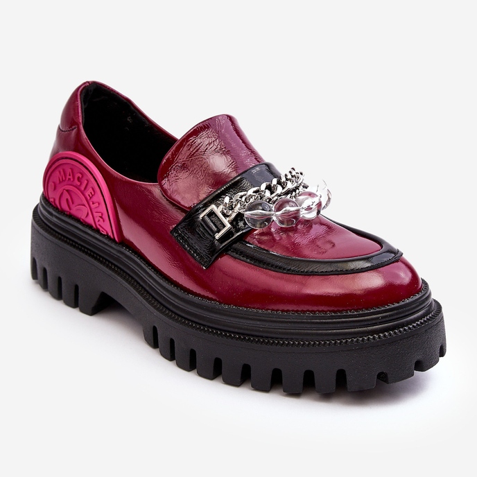 Sapatos femininos de couro robusto decorados Maciejka 06294-15 fúcsia rosa 1