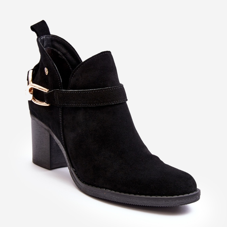 Botas femininas de camurça de salto alto Maciejka 06247-01 pretas preto 1