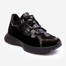 Calçados esportivos femininos de couro envernizado M01/2 Zazoo preto 1