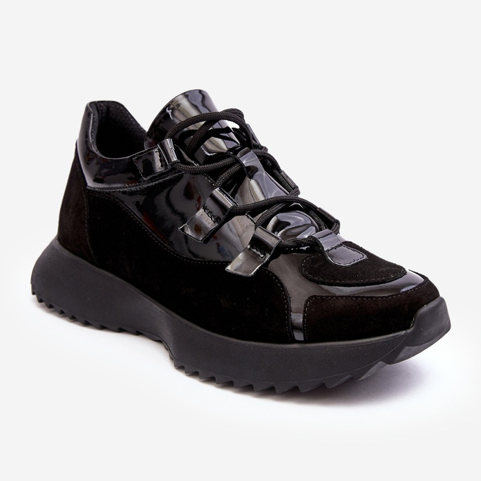 Calçados esportivos femininos de couro envernizado M01/2 Zazoo preto 1