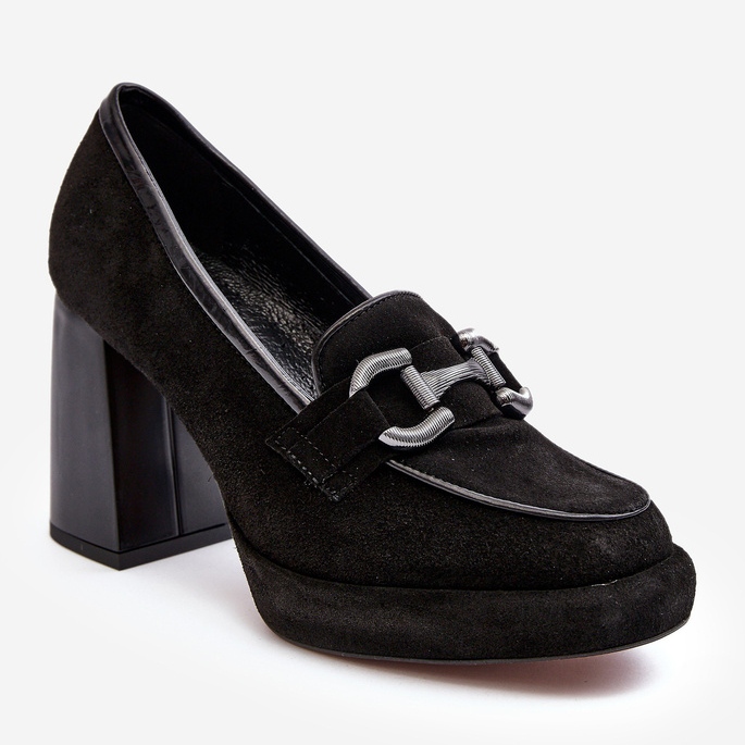 Sapatos de couro com salto alto enorme Laura Messi 2706 Preto 1