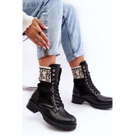 Botas femininas de trabalho com meia preta Hakina preto 2