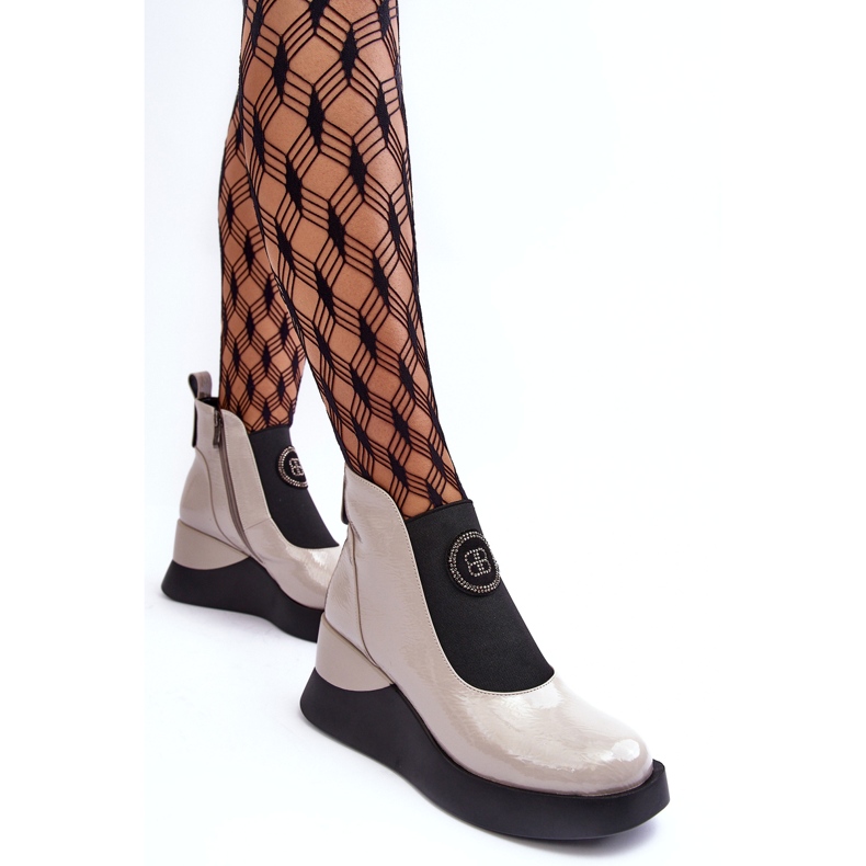 Botas de couro com cunha S.Barski MR870-22 Cinza claro 2