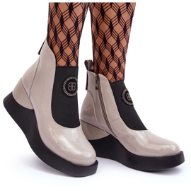 Botas de couro com cunha S.Barski MR870-22 Cinza claro 4