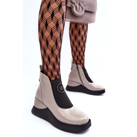 Botas de couro com cunha S.Barski MR870-22 Cinza claro 3