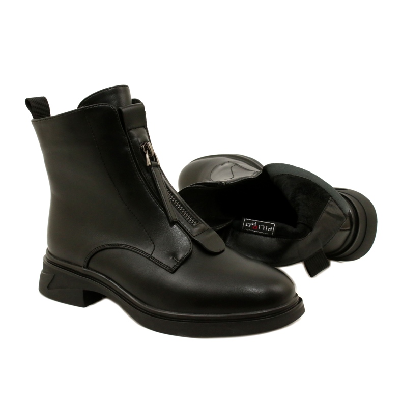 Filippo Botas femininas isoladas preto para zíper 5