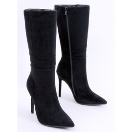 Botas clássicas de salto alto de camurça Marissa Black preto 1