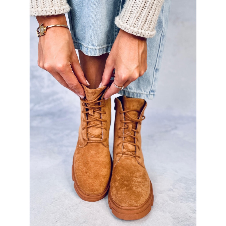 Trabalhadores com cadarços de Zoe Camel castanho 2