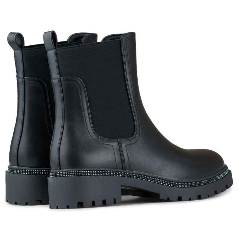Botas Chelsea femininas pretas em couro ecológico com sola decorativa preto 1