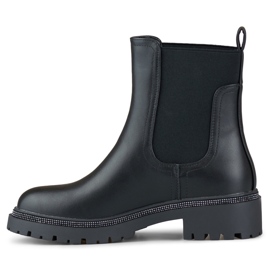 Botas Chelsea femininas pretas em couro ecológico com sola decorativa preto 2