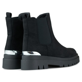 Botas Chelsea femininas de camurça com decoração prateada preto 1