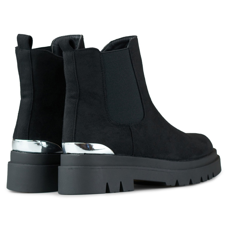 Botas Chelsea femininas de camurça com decoração prateada preto 1
