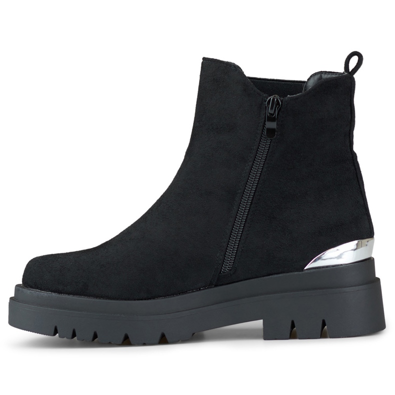 Botas Chelsea femininas de camurça com decoração prateada preto 2