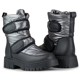 Laila botas de neve femininas quentes com velcro preto 1