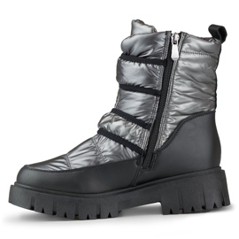 Laila botas de neve femininas quentes com velcro preto 2