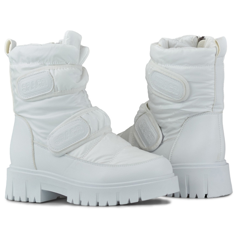 Laila botas de neve femininas quentes com velcro branco 1