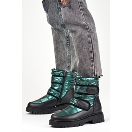 Laila botas de neve femininas quentes com velcro preto 1