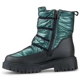 Laila botas de neve femininas quentes com velcro preto 2