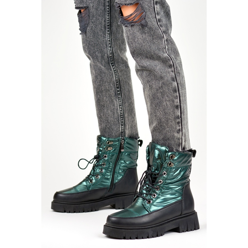 Botas femininas grossas e isoladas de inverno verde 2
