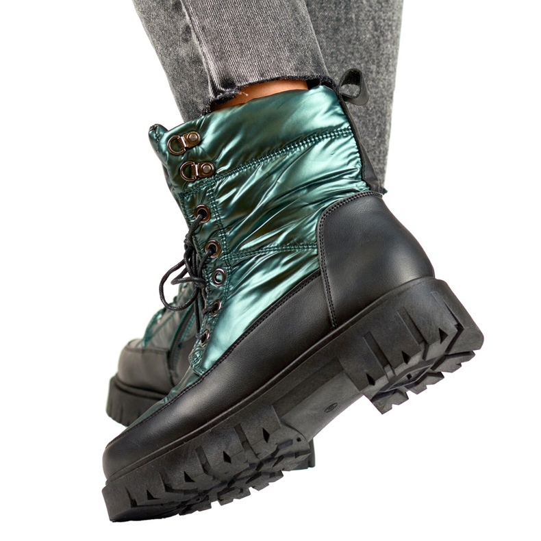 Botas femininas grossas e isoladas de inverno verde 1