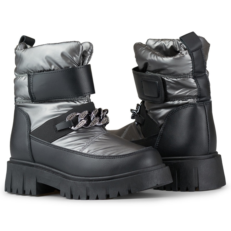 Botas de neve femininas com corrente Selena prata 1 Botas de neve femininas com corrente Selena prata 1