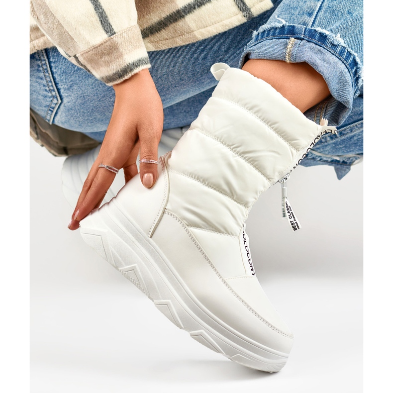 Botas femininas esportivas brancas para neve branco 1