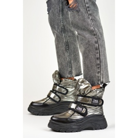 Botas de neve femininas quentes e brilhantes com velcro preto 2 Botas de neve femininas quentes e brilhantes com velcro preto 2