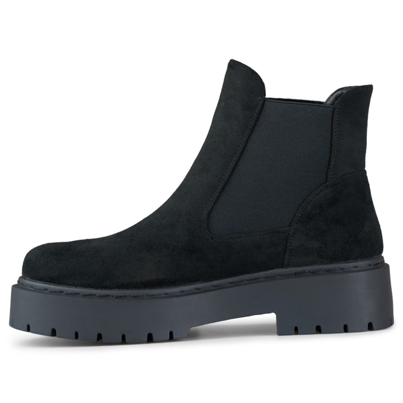 Botas Chelsea femininas de camurça com sola grossa preto 2