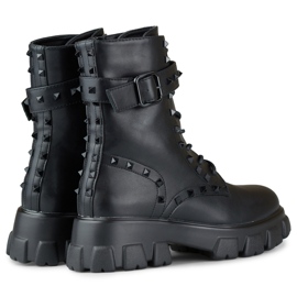 Botas de trabalho femininas negras com tachas preto 1