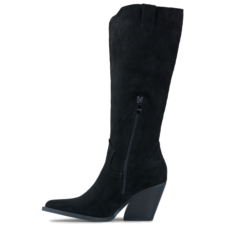 Botas cowboy femininas de camurça preta preto 1