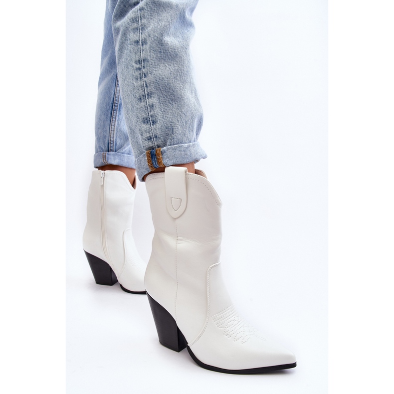 Botas cowboy femininas de salto alto brancas Melaitia branco 1