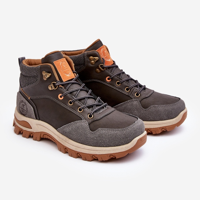 Sapatos de trekking masculinos Trapper com cordões cinza Salomene 1 Sapatos de trekking masculinos Trapper com cordões cinza Salomene 1