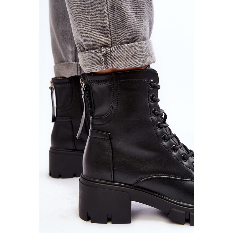 Vinceza Botas de trabalho femininas isoladas com zíper pretas da Evrarda preto 1