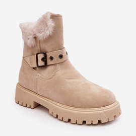 Vinceza Botins femininos bege Morcos com zíper de pele 2
