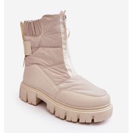 Vinceza Botas femininas de neve Hixe bege claro com zíper isolado com pele 1