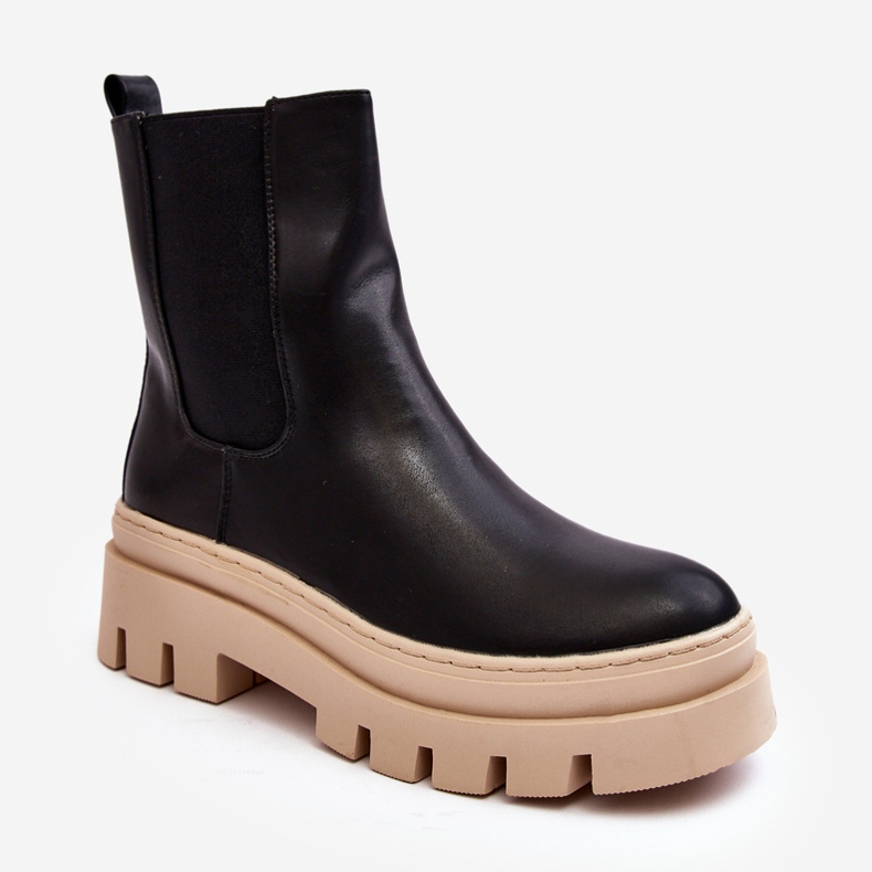 Vinceza Botas de trabalho femininas pretas e bege Loretta preto 1